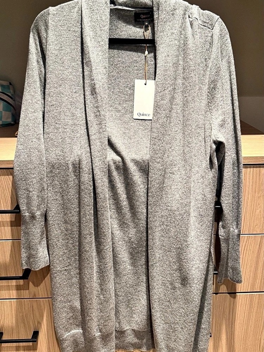 Quince Mongolian Cashmere Duster Cardigan Sweater Gray Medium